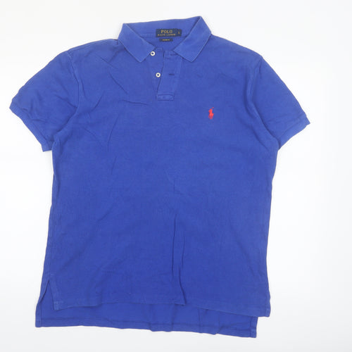 Ralph Lauren Men's Blue Custom Fit Cotton Polo Shirt L