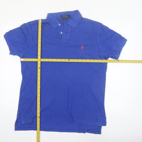 Ralph Lauren Men's Blue Custom Fit Cotton Polo Shirt L