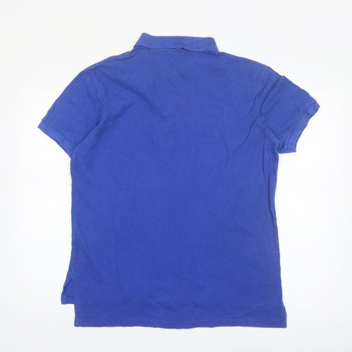 Ralph Lauren Men's Blue Custom Fit Cotton Polo Shirt L