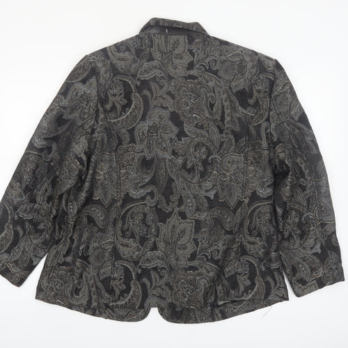 BonWorth Women’s Grey Paisley Zip Jacket L Classic Mid-Length