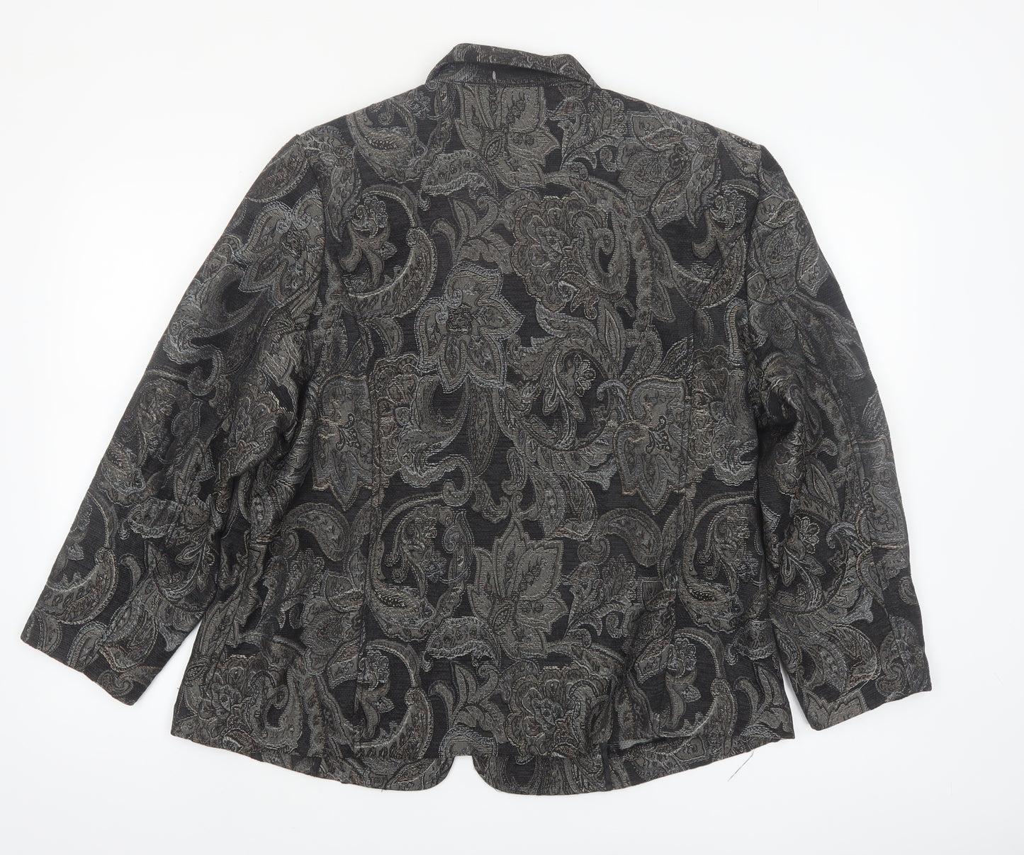 BonWorth Women’s Grey Paisley Zip Jacket L Classic Mid-Length