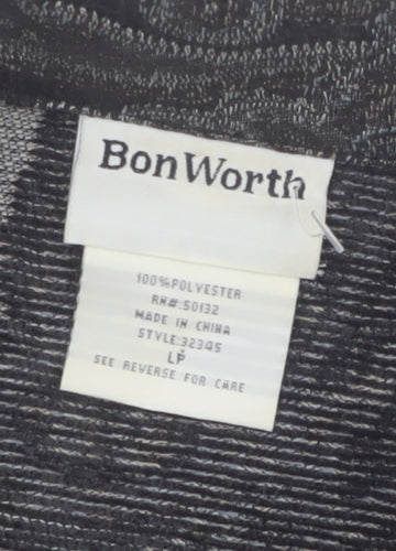BonWorth Women’s Grey Paisley Zip Jacket L Classic Mid-Length