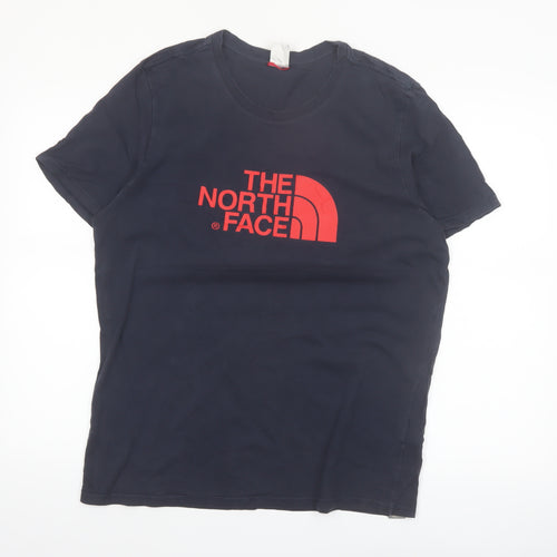 The North Face Men's Navy Blue Logo Graphic Cotton T-Shirt Size L