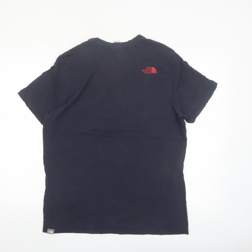 The North Face Men's Navy Blue Logo Graphic Cotton T-Shirt Size L