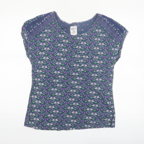 Mantaray Womens Blue Floral Cotton Short Sleeve T-Shirt Size 14