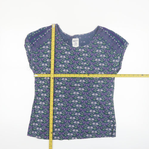 Mantaray Womens Blue Floral Cotton Short Sleeve T-Shirt Size 14