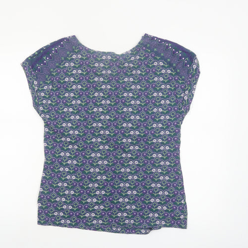 Mantaray Womens Blue Floral Cotton Short Sleeve T-Shirt Size 14