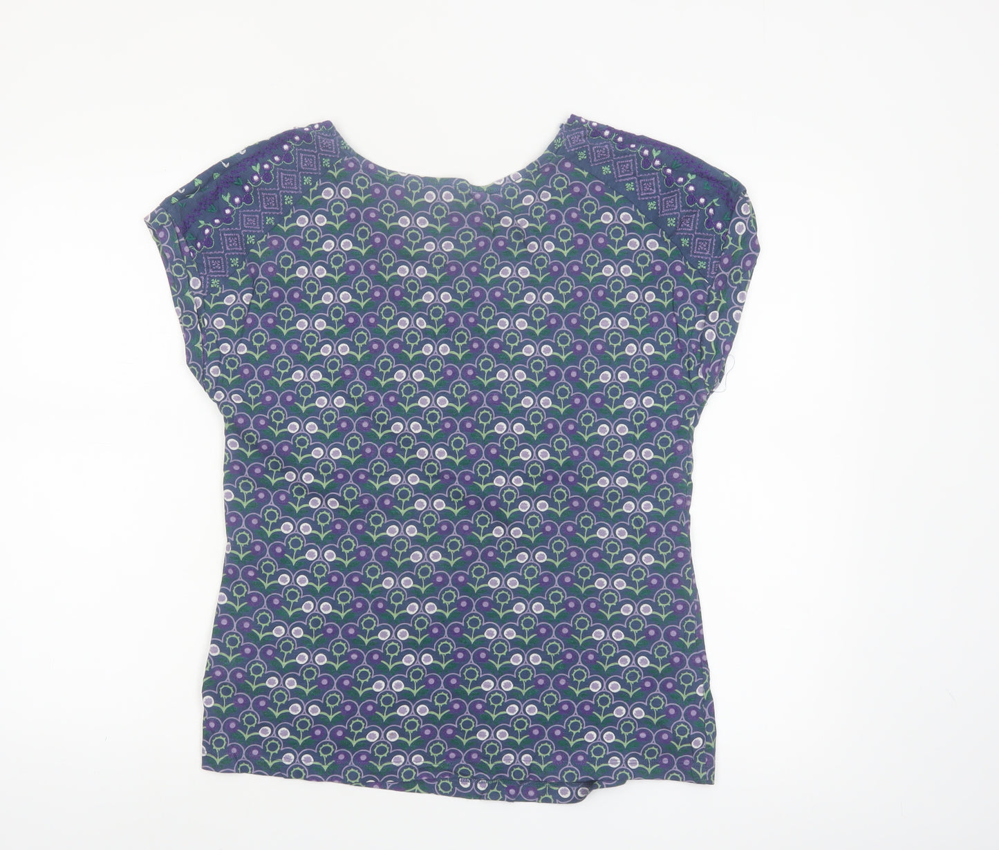 Mantaray Womens Blue Floral Cotton Short Sleeve T-Shirt Size 14