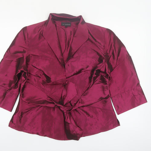 Liz Jordan Women's Red Satin Tailored Blazer Jacket M