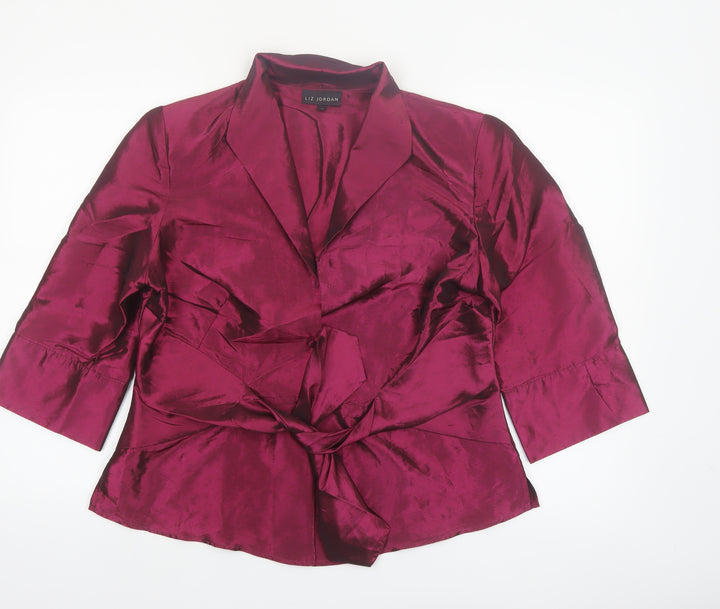 Liz Jordan Women's Red Satin Tailored Blazer Jacket M