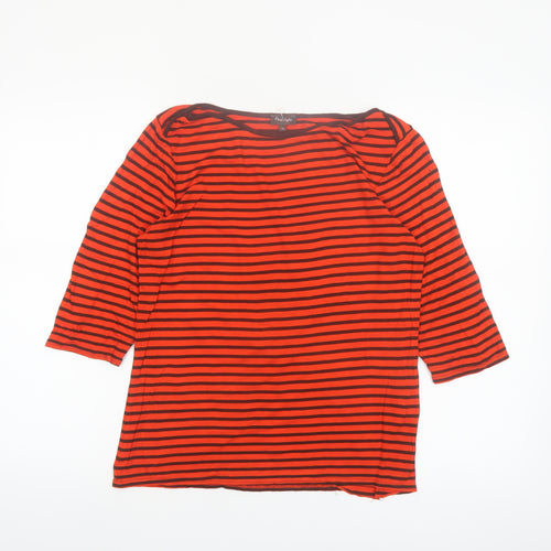Phase Eight Women's Red Striped 3/4 Sleeve Jersey Top Size 12