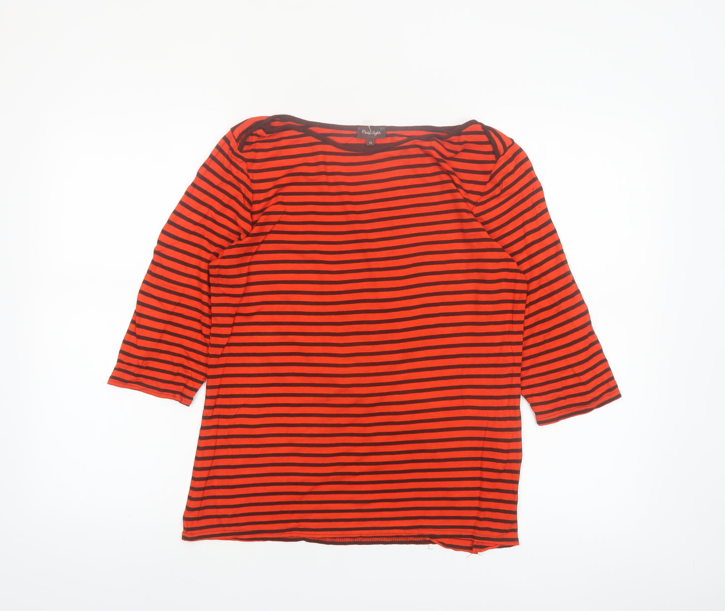 Phase Eight Women's Red Striped 3/4 Sleeve Jersey Top Size 12