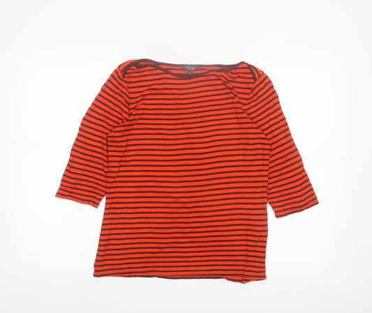 Phase Eight Women's Red Striped 3/4 Sleeve Jersey Top Size 12