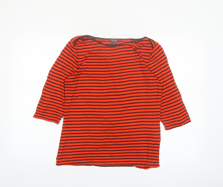 Phase Eight Women's Red Striped 3/4 Sleeve Jersey Top Size 12