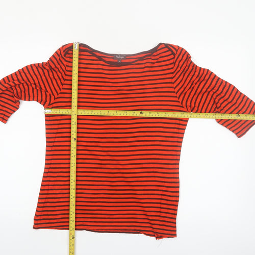 Phase Eight Women's Red Striped 3/4 Sleeve Jersey Top Size 12