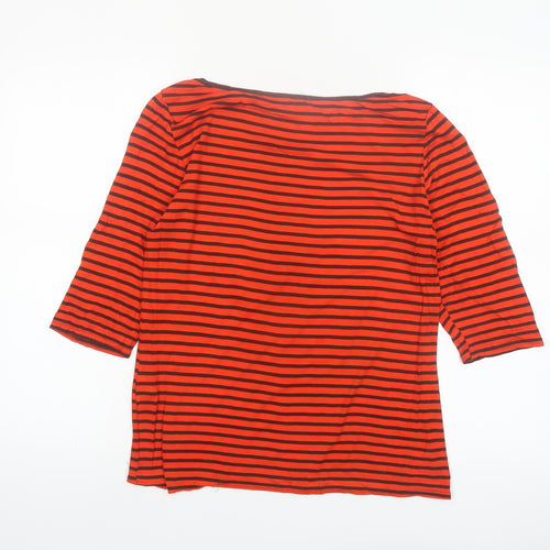 Phase Eight Women's Red Striped 3/4 Sleeve Jersey Top Size 12