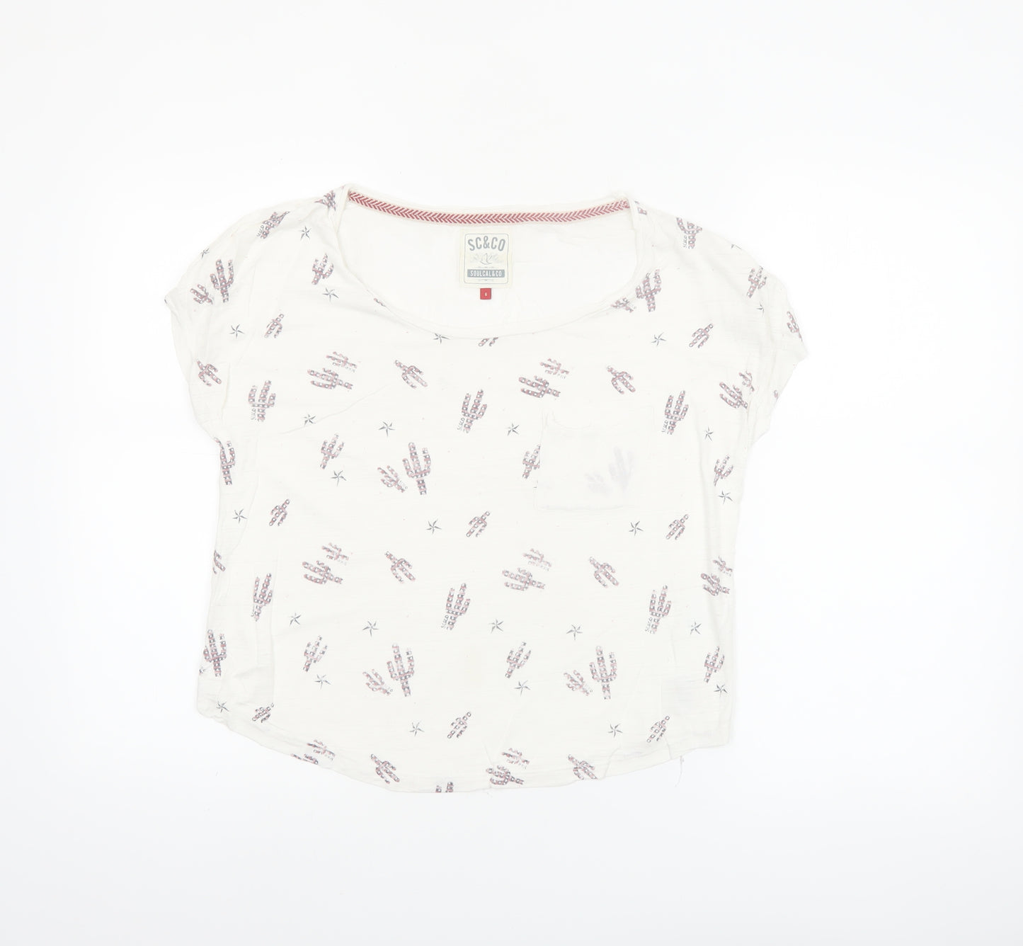 SoulCal & Co Women's White Cotton Cropped T-Shirt Size 6