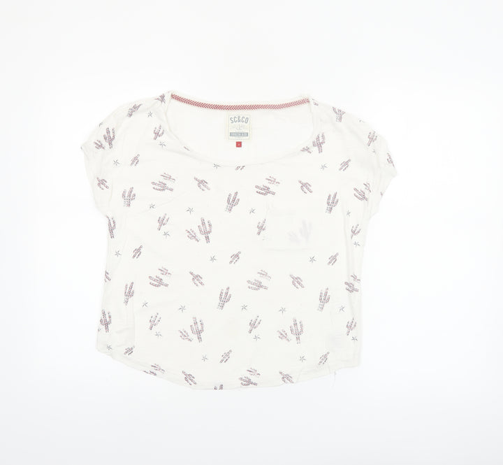 SoulCal & Co Women's White Cotton Cropped T-Shirt Size 6