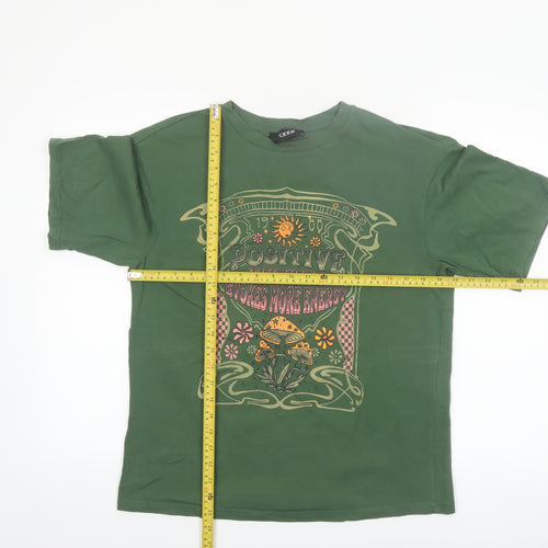 Cider Women's Green Graphic Cotton T-Shirt M Short Sleeve Retro