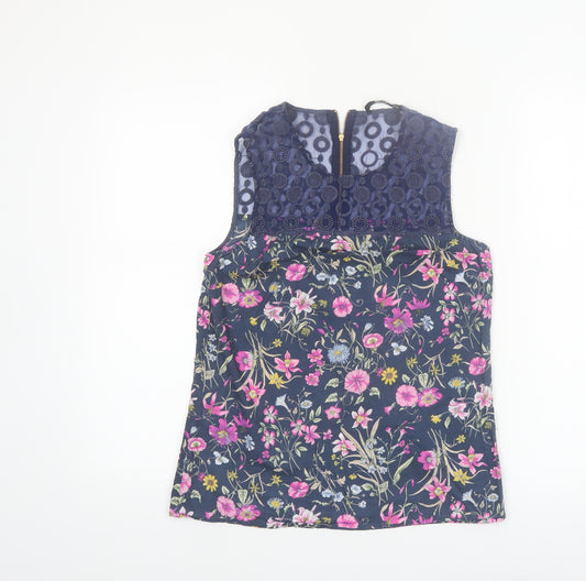Oasis Women's Multicoloured Floral Lace Sleeveless Blouse Size 8