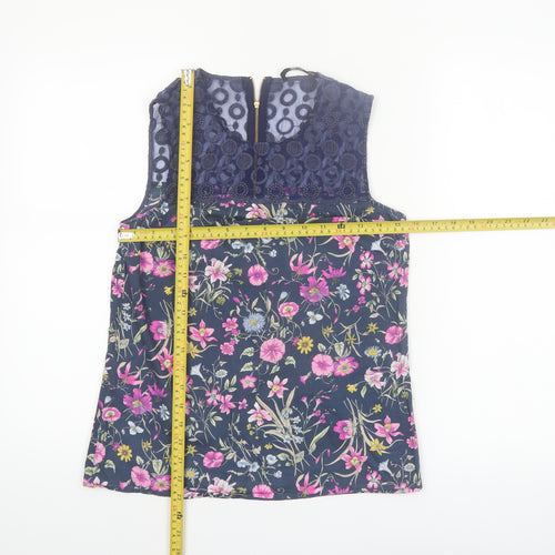 Oasis Women's Multicoloured Floral Lace Sleeveless Blouse Size 8