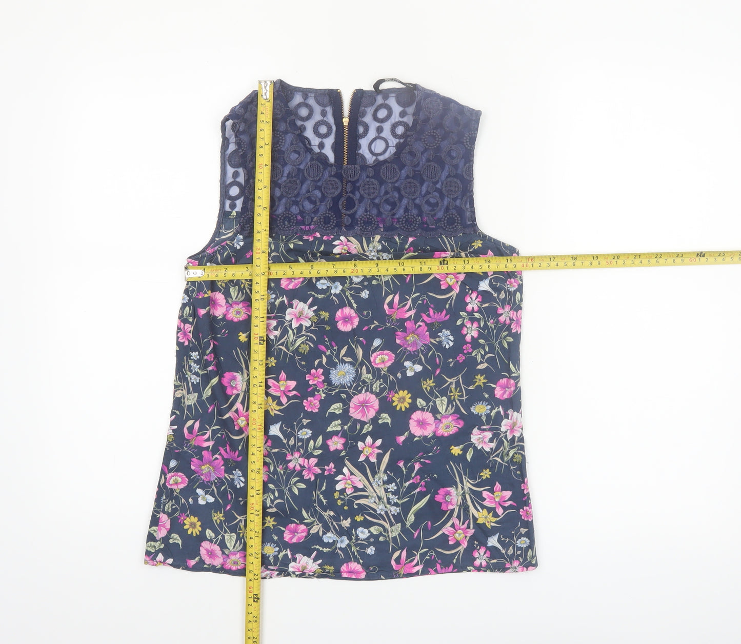 Oasis Women's Multicoloured Floral Lace Sleeveless Blouse Size 8