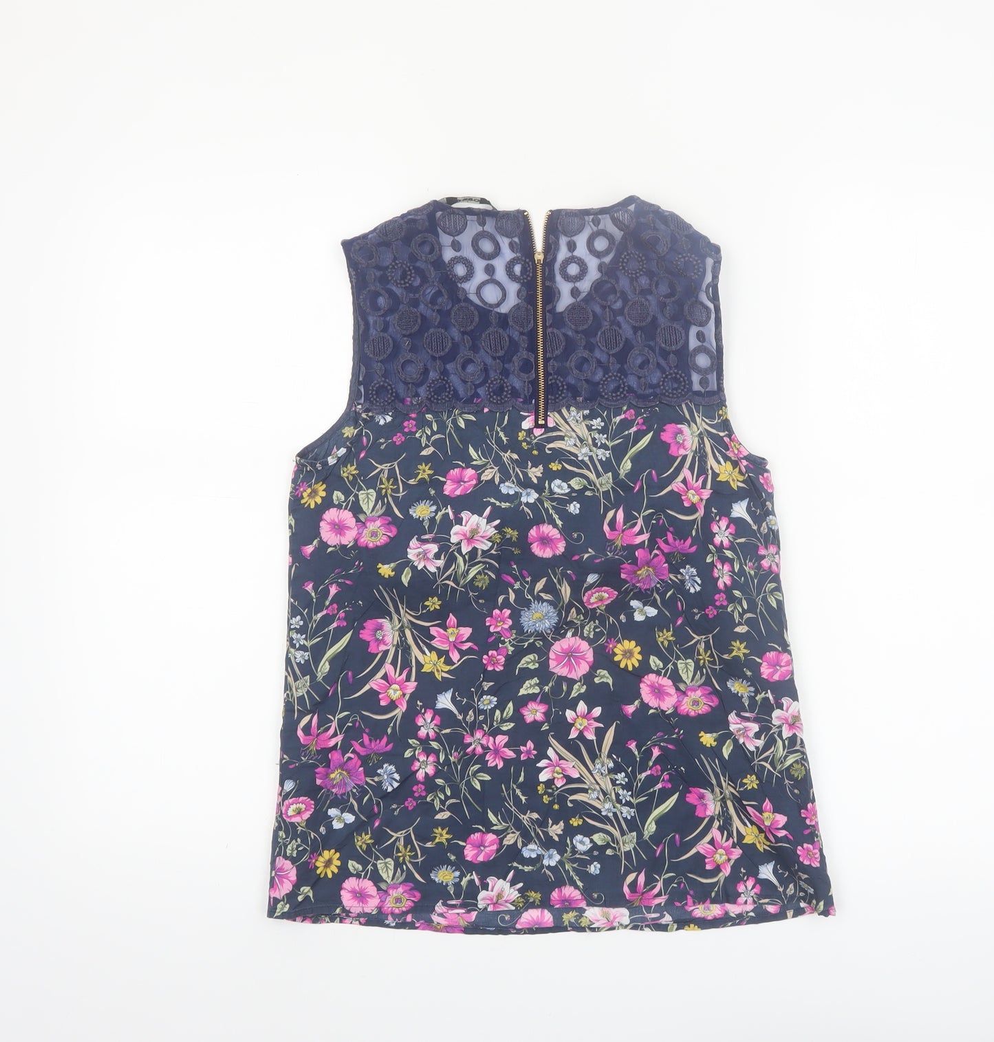 Oasis Women's Multicoloured Floral Lace Sleeveless Blouse Size 8