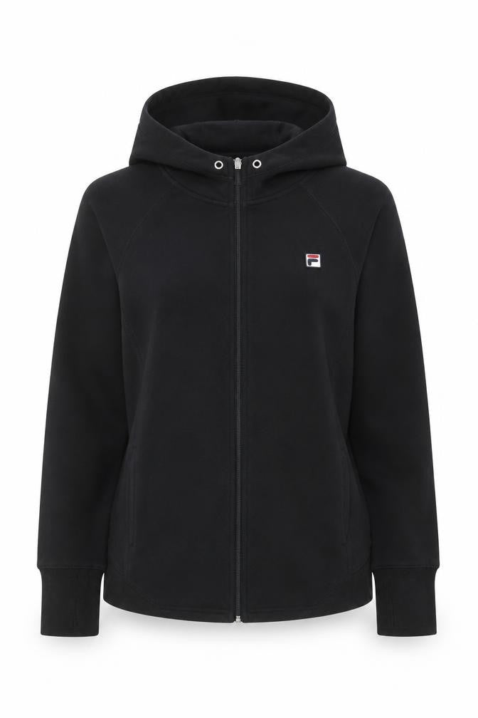 Front view of Fila Women's Black XL Full Zip Hoodie Sweatshirt