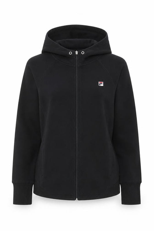 Front view of Fila Women's Black XL Full Zip Hoodie Sweatshirt