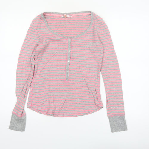 Victoria's Secret Women's Pink Striped Long Sleeve Pyjama Top XS