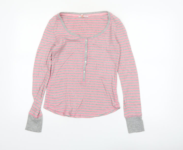 Victoria's Secret Women's Pink Striped Long Sleeve Pyjama Top XS
