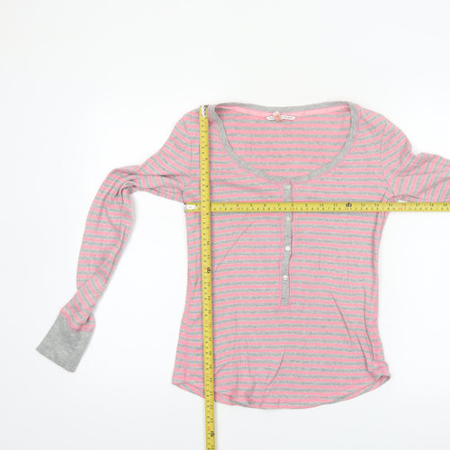 Victoria's Secret Women's Pink Striped Long Sleeve Pyjama Top XS