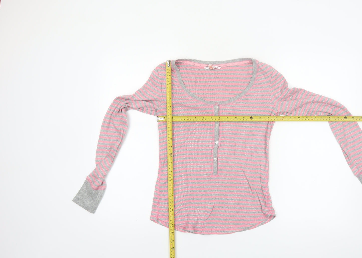Victoria's Secret Women's Pink Striped Long Sleeve Pyjama Top XS