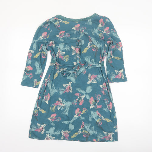 White Stuff Women’s Blue Bird Print Cotton Tunic Blouse Size 10