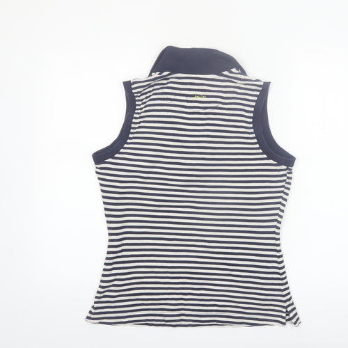 Joules Women's Blue Striped Sleeveless Collared Polo Top Size 12