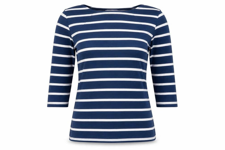 Marks & Spencer Women's Blue Striped Long Sleeve Boat Neck Top Size 8