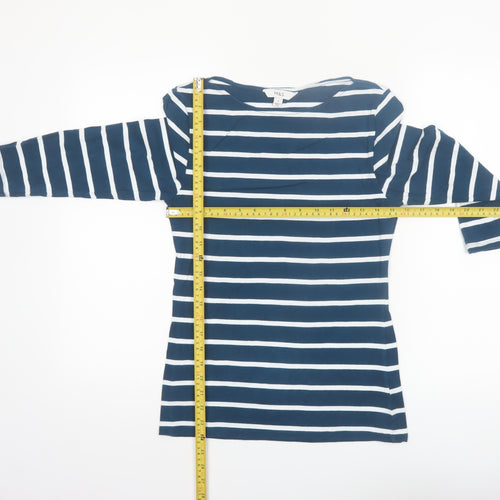 Marks and Spencer Women's Blue Striped Long Sleeve Boat Neck Top Size 8