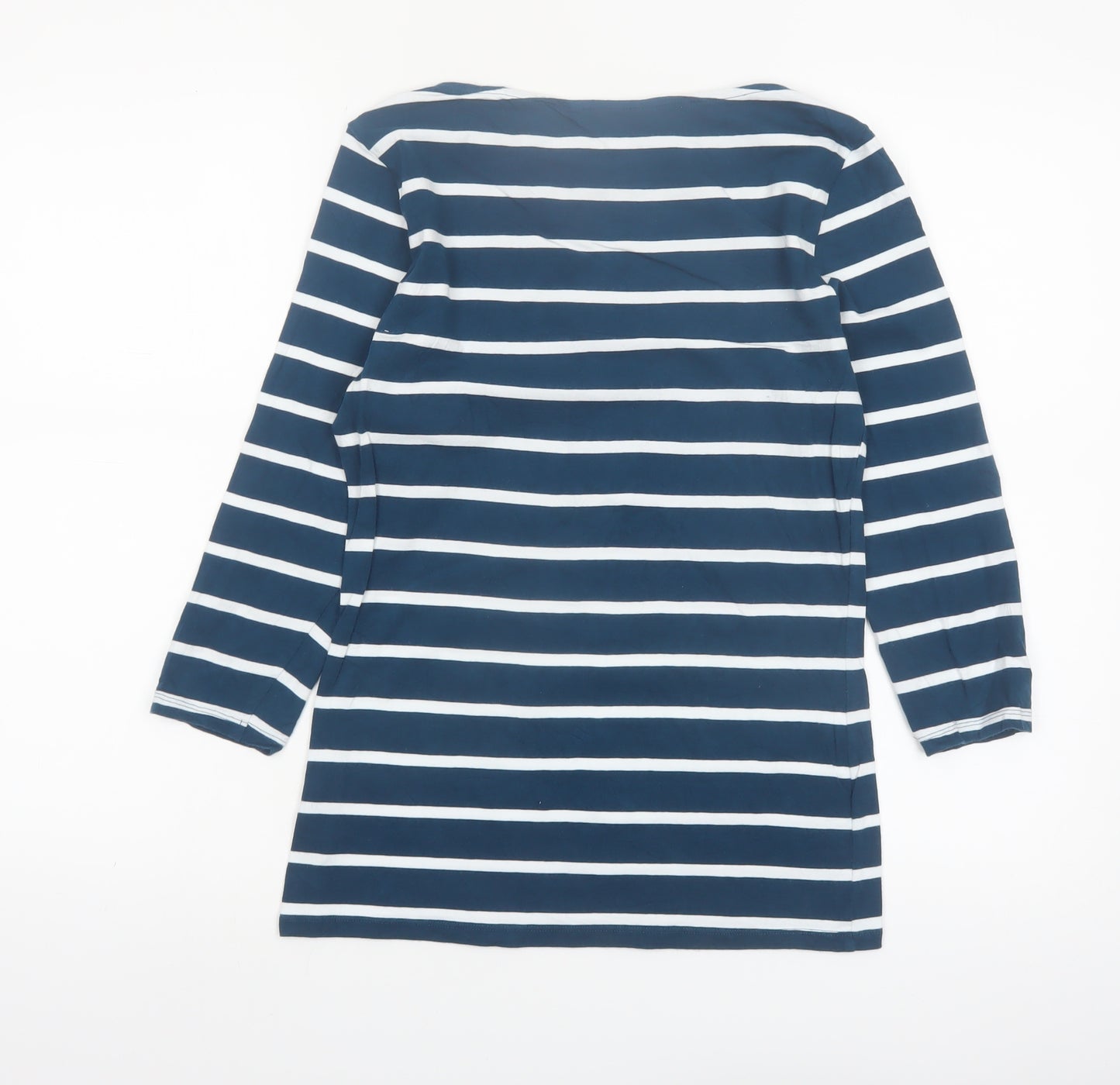 Marks and Spencer Women's Blue Striped Long Sleeve Boat Neck Top Size 8