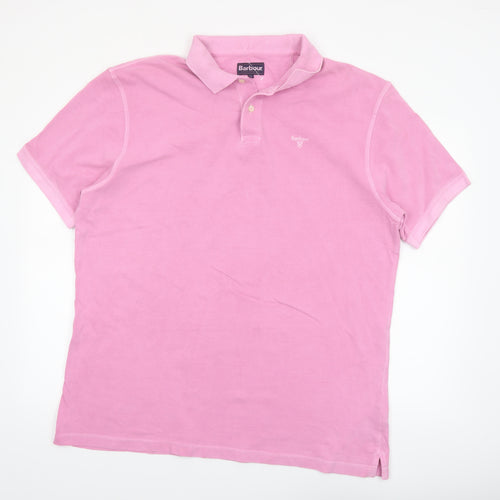 Barbour Men's Pink 2XL Polo Shirt Cotton Collared Short Sleeve