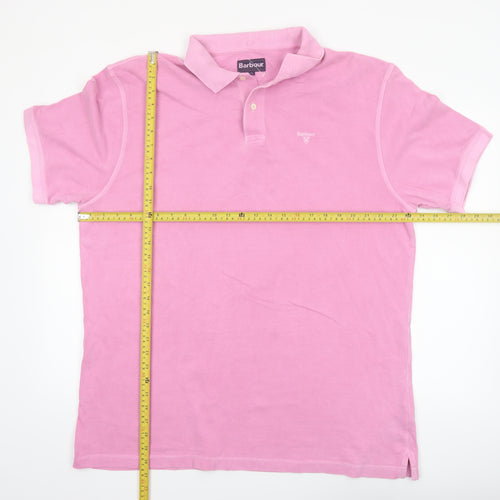 Barbour Men's Pink 2XL Polo Shirt Cotton Collared Short Sleeve