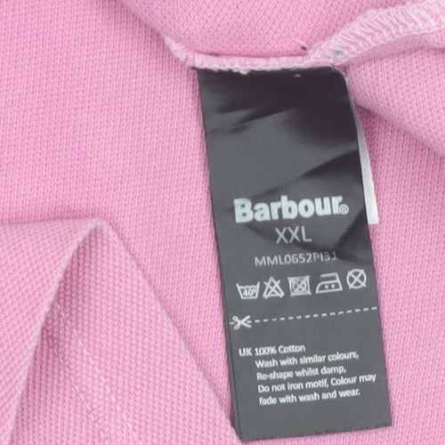 Barbour Men's Pink 2XL Polo Shirt Cotton Collared Short Sleeve