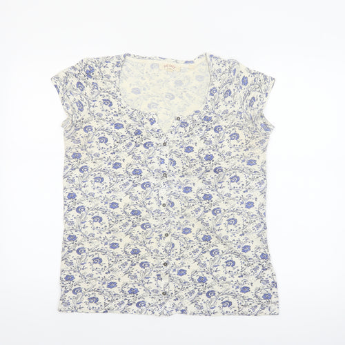 Fat Face Women's Ivory Floral Button Blouse UK 6