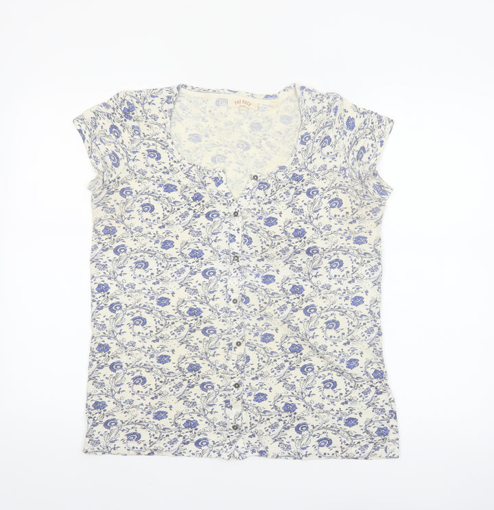 Fat Face Women's Ivory Floral Button Blouse UK 6