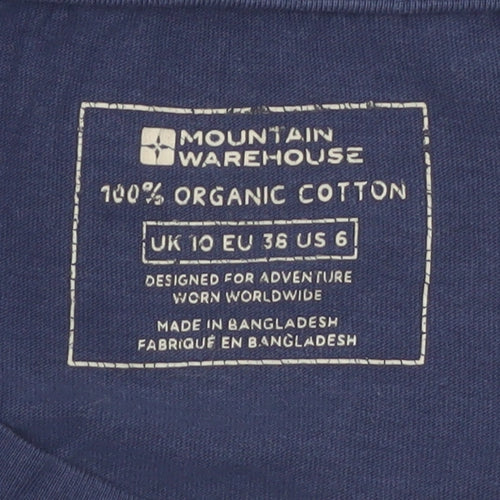 Mountain Warehouse Womens Blue Organic Cotton T-Shirt UK 10