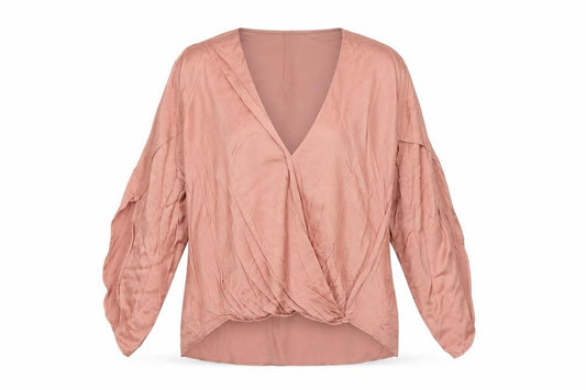 Front view of Marks & Spencer Women’s Blush Pink Viscose Wrap Blouse UK 12