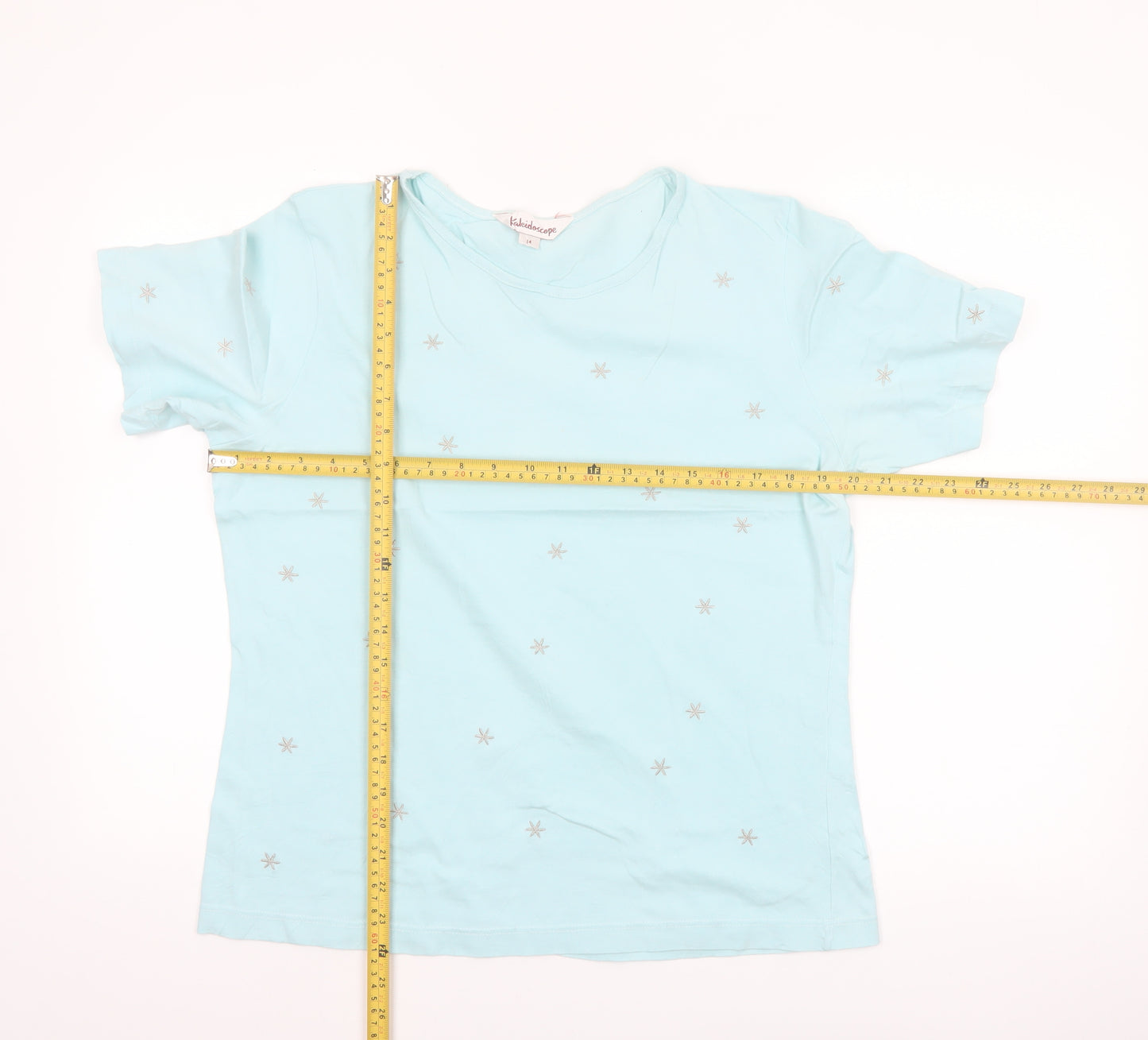 Kaleidoscope Women’s Blue Embroidered Cotton T-Shirt Size 14