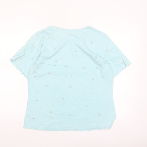 Kaleidoscope Women’s Blue Embroidered Cotton T-Shirt Size 14