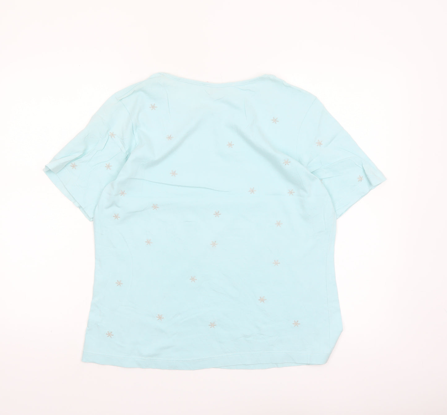 Kaleidoscope Women’s Blue Embroidered Cotton T-Shirt Size 14