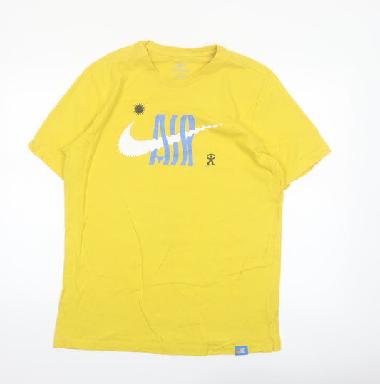 Nike Men's Yellow Graphic Air Regular Fit Cotton T-Shirt L