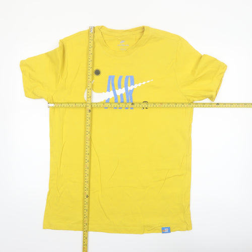 Nike Men's Yellow Graphic Air Regular Fit Cotton T-Shirt L